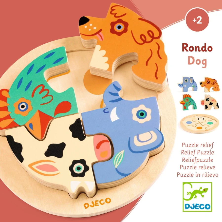 Drewniane okrągłe puzzle RONDO DOG / Djeco