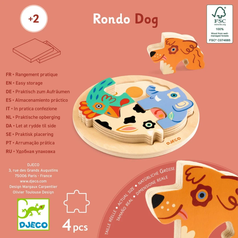 Drewniane okrągłe puzzle RONDO DOG / Djeco