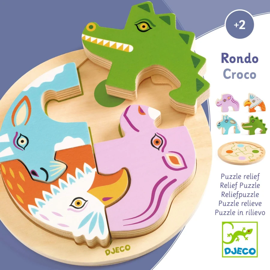 Drewniane okrągłe puzzle RONDO CROCO / Djeco