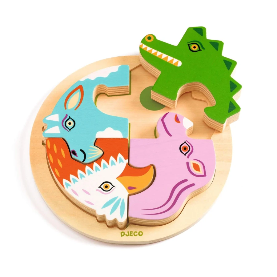 Drewniane okrągłe puzzle RONDO CROCO / Djeco