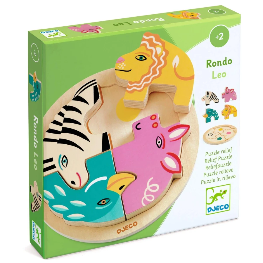 Drewniane okrągłe puzzle RONDO LEO / Djeco