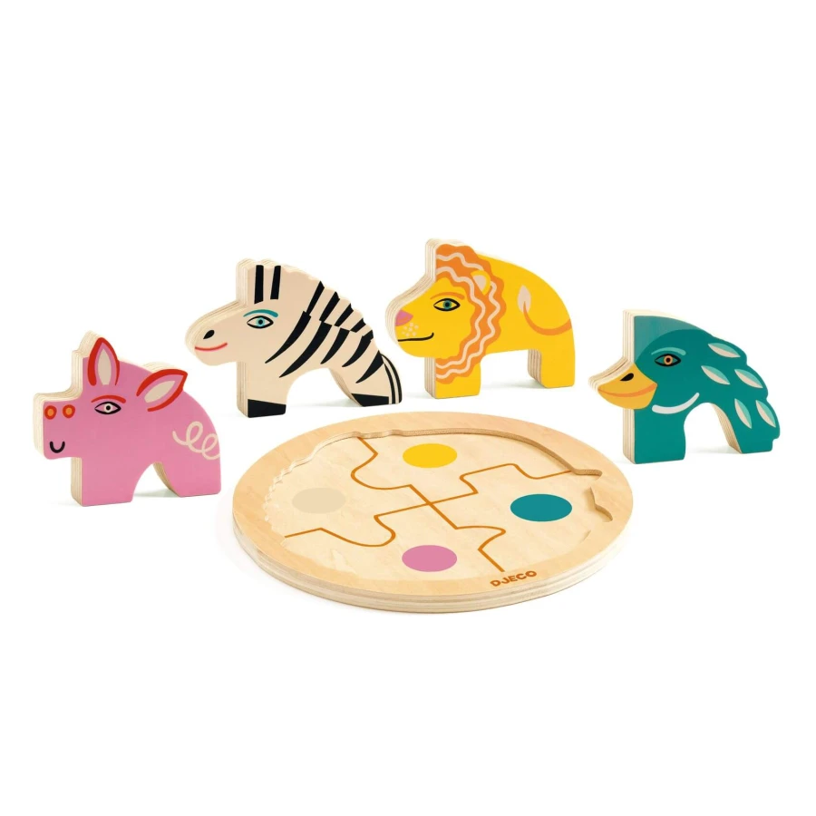 Drewniane okrągłe puzzle RONDO LEO / Djeco