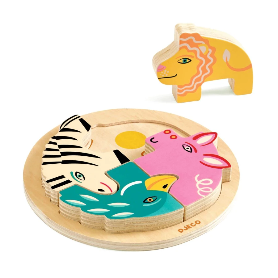 Drewniane okrągłe puzzle RONDO LEO / Djeco