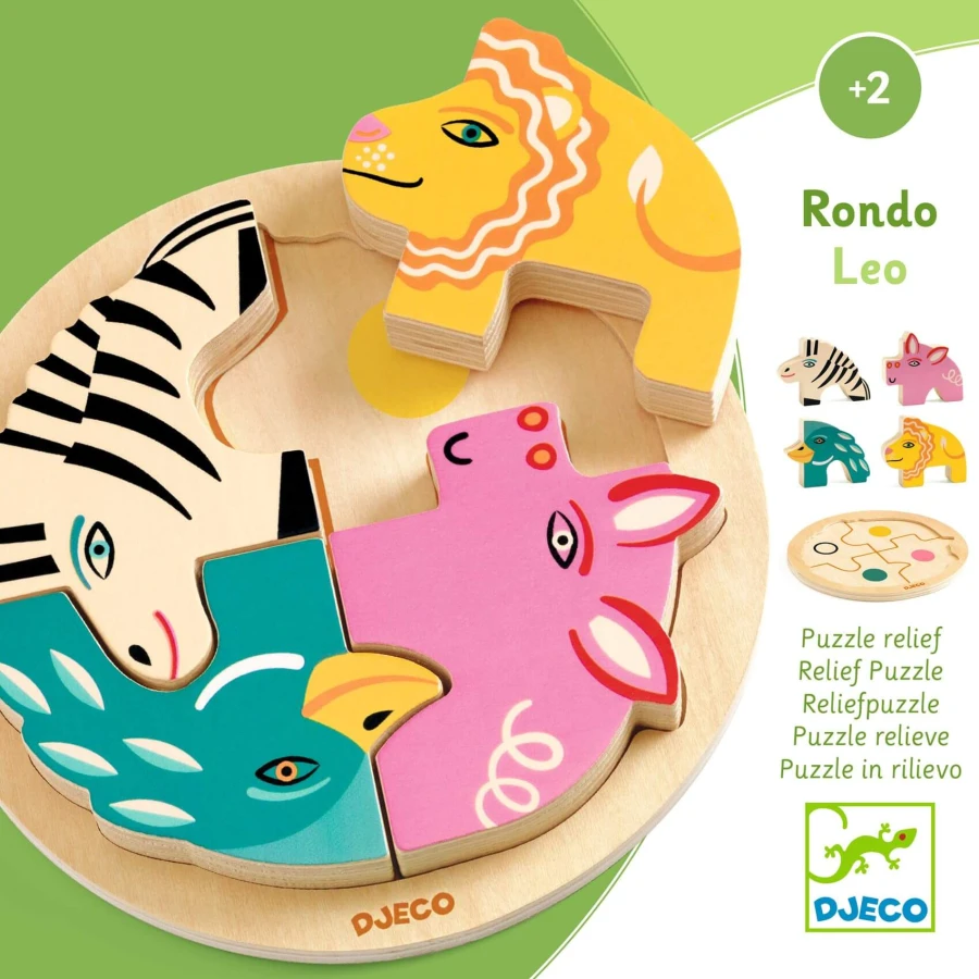 Drewniane okrągłe puzzle RONDO LEO / Djeco
