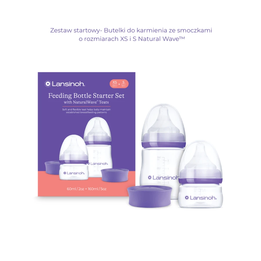 Zestaw startowy - Butelki do karmienia (160ml + 60ml) ze smoczkami o rozmiarach XS i S Natural Wave™ / Lansinoh