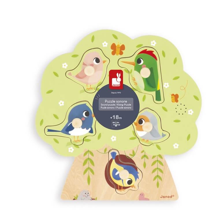 Puzzle muzyczne Odgłosy ptaków 18m+ / Janod