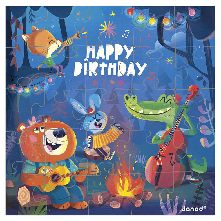 Puzzle i kartka okolicznościowa 2w1 Birthday 3+ / Janod