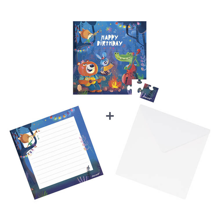 Puzzle i kartka okolicznościowa 2w1 Birthday 3+ / Janod