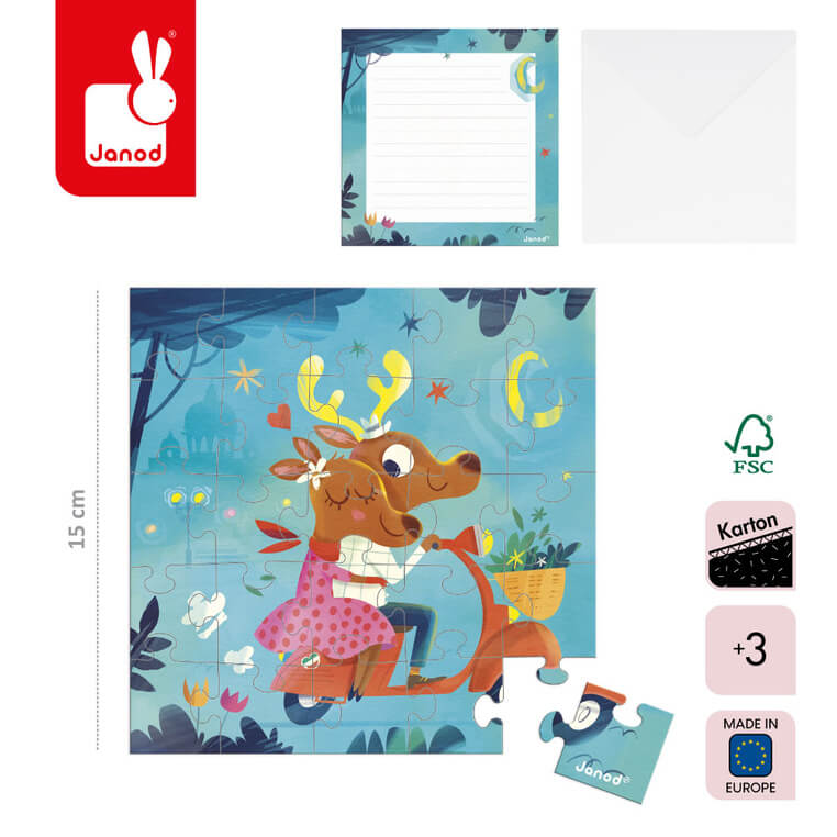 Puzzle i kartka okolicznościowa 2w1 Love dolce vita 3+ / Janod
