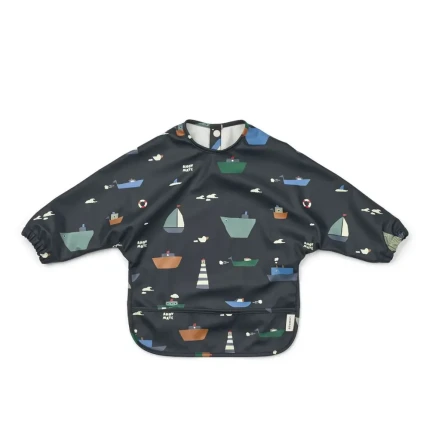 Wodoodporny śliniak z rękawkami Merle - Sailing, Classic navy / Liewood