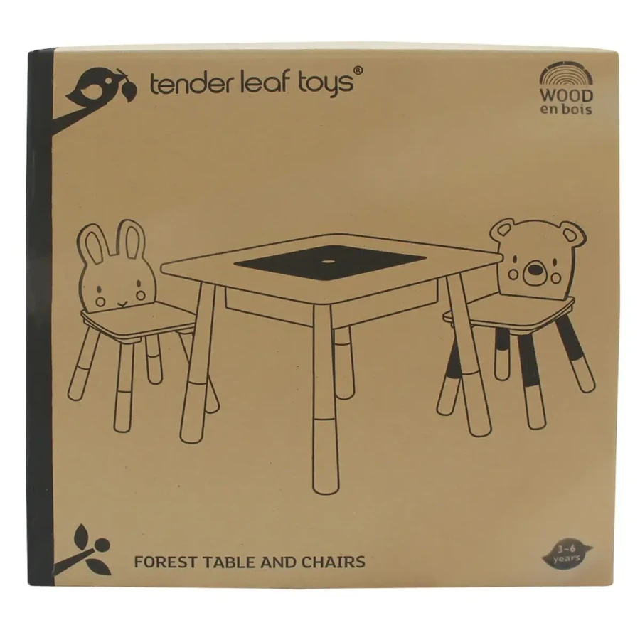 Stolik i dwa krzesełka do pokoju dziecięcego, kolekcja mebli Forest / Tender Leaf Toys