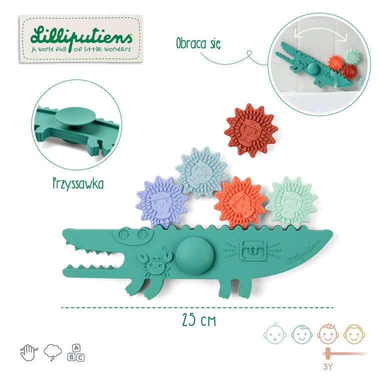 Zabawka do kąpieli silikonowa gra balansowa Krokodyl 3+ / Lilliputiens