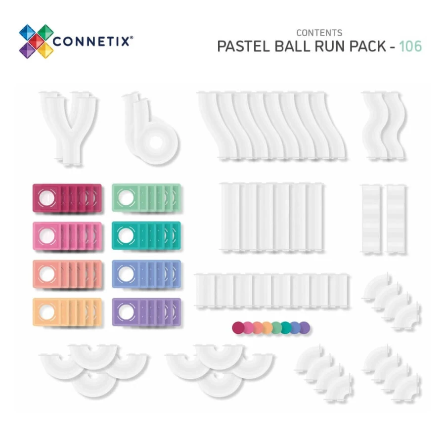 Klocki magnetyczne Pastel Ball Run Pack 106 el. / Connetix