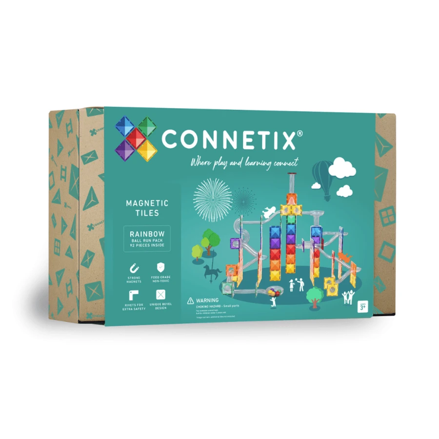 Klocki magnetyczne Rainbow Ball Run Pack 92 el. / Connetix