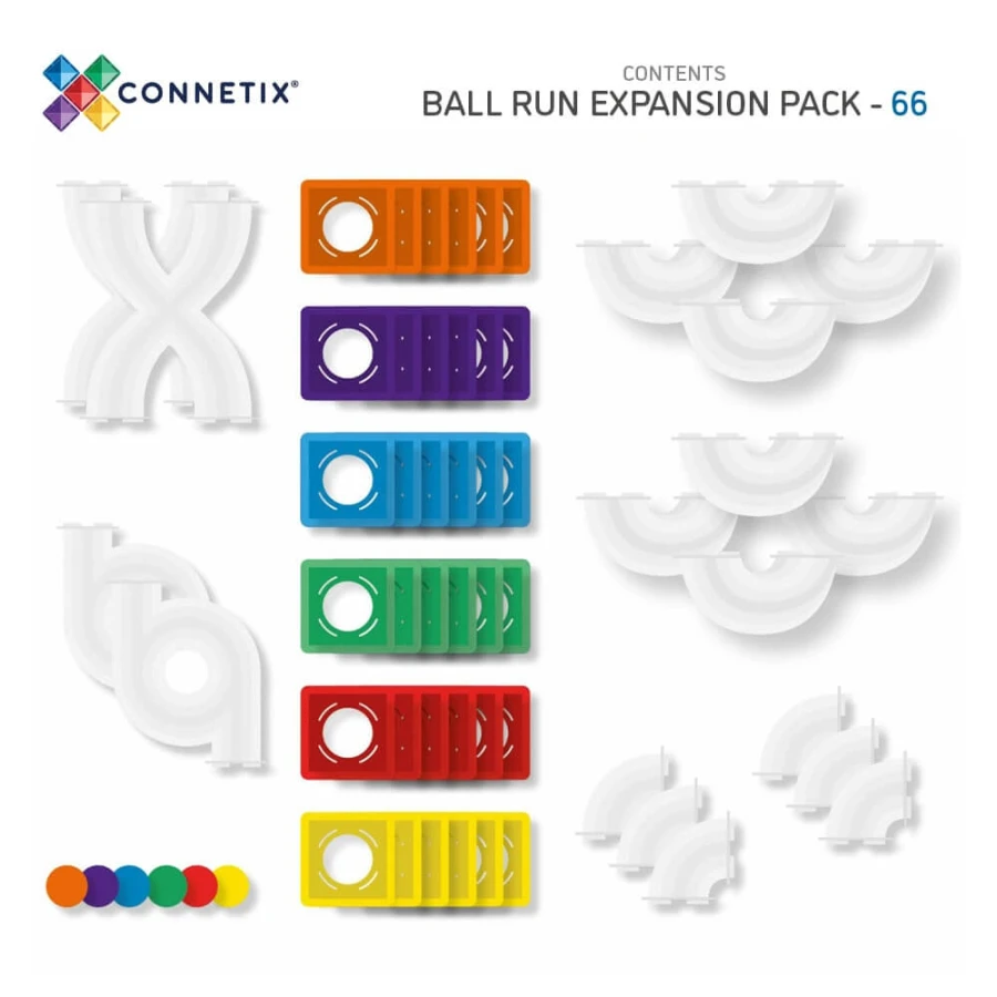 Klocki magnetyczne Rainbow Ball Run Expansion Pack - 66 el. / Connetix