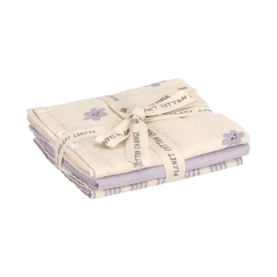 Bambusowa pieluszka otulacz 3 szt. Tiny Team Pastel Lilac / Lassig