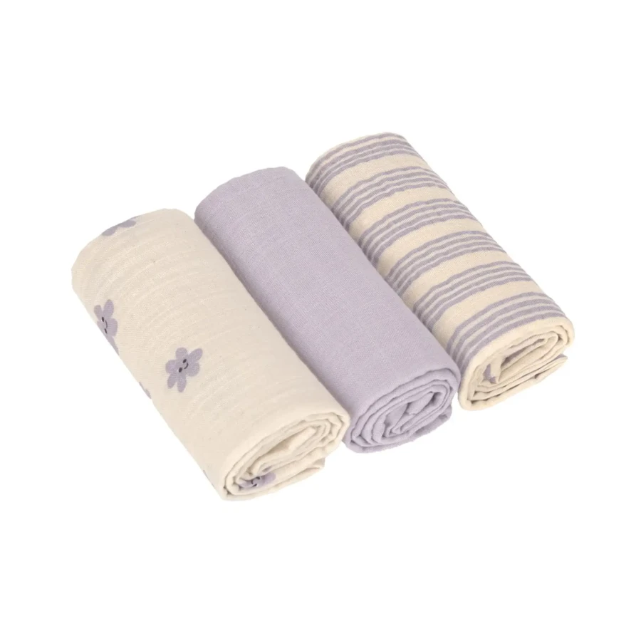 Bambusowa pieluszka otulacz 3 szt. Tiny Team Pastel Lilac / Lassig