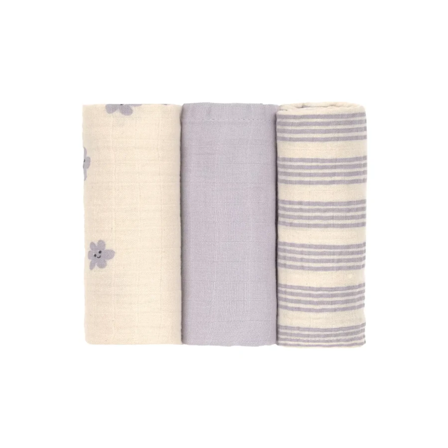 Bambusowa pieluszka otulacz 3 szt. Tiny Team Pastel Lilac / Lassig