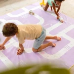 Dwustronny ręcznik plażowy PlayTowels 180 x 180cm - Road lavender / QUUT