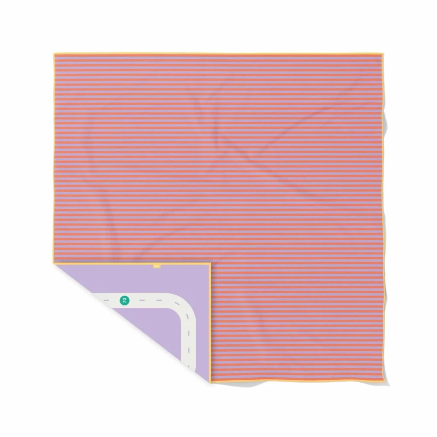 Dwustronny ręcznik plażowy PlayTowels 180 x 180cm - Road lavender / QUUT