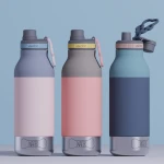 Butelka z miskami dla psa Buddy, 1L - pastel peach / Asobu