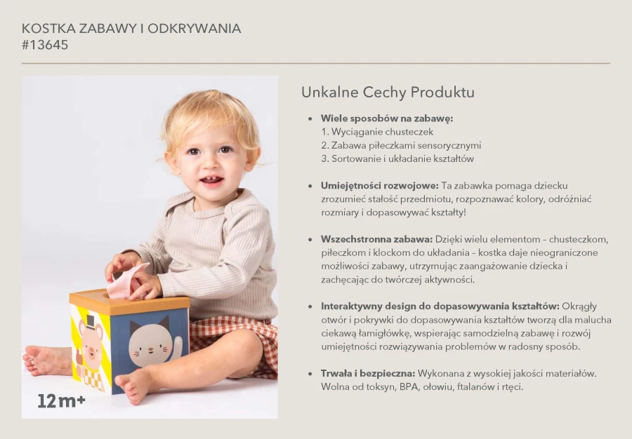 Sensoryczna kostka edukacyjna / Taf Toys