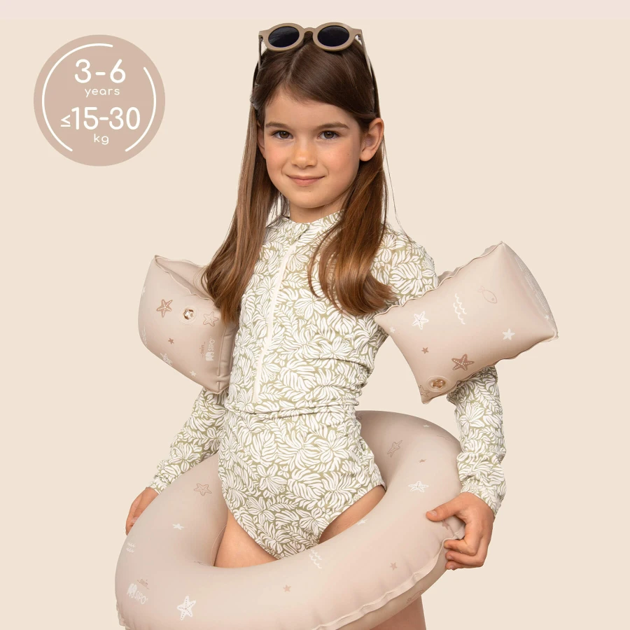 Dmuchane rękawki do pływania dla dzieci 3-6 lat (15-30 kg) - beżowe / SIPO