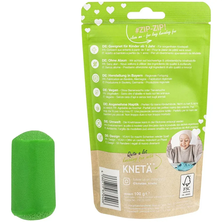 Wegańska masa plastyczna, 100g - zielona / KNETA