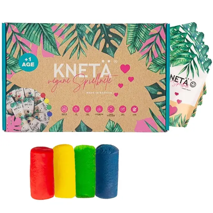 Zestaw 4 kolorów wegańskiej ciastoliny, 4x50g / KNETA