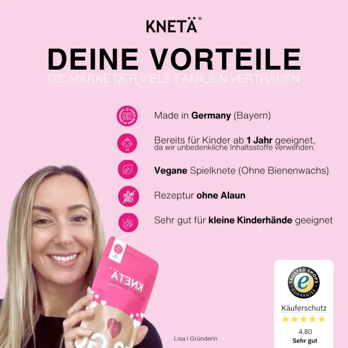 Zestaw 4 kolorów wegańskiej ciastoliny, 4x50g / KNETA