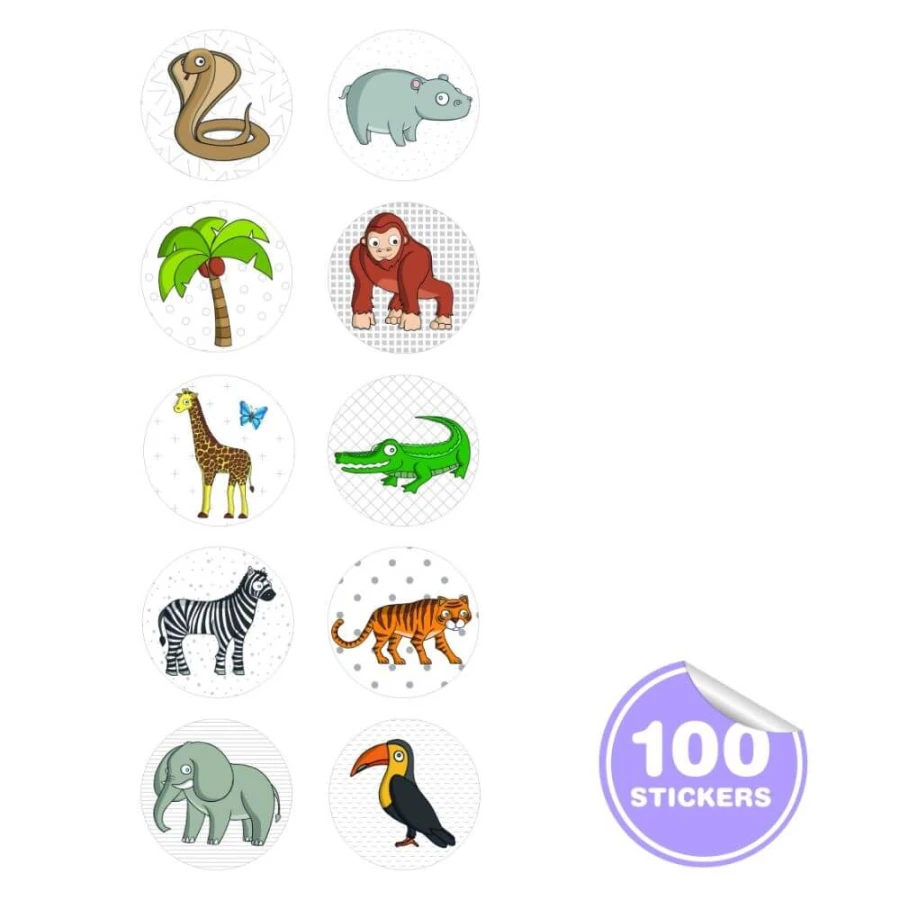 Stempel z naklejkami - Dżungla / Apli kids
