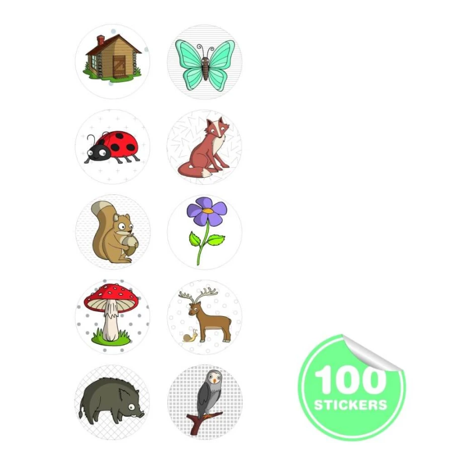 Stempel z naklejkami - Las / Apli kids