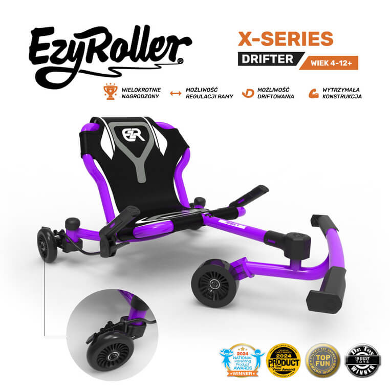 EzyRoller Drifter X Pojazd gokart napędzany nogami driftingowy 4-12 lat - Purple / EzyRoller