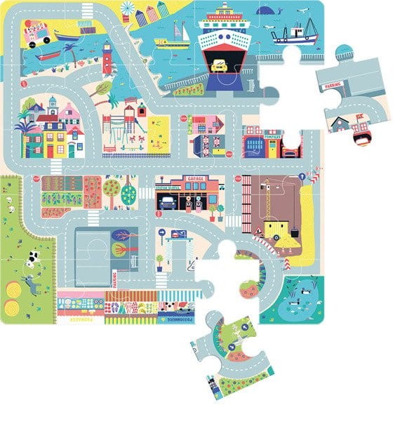 Puzzle duże miasto z drewnianymi autkami 3+ / Auzou