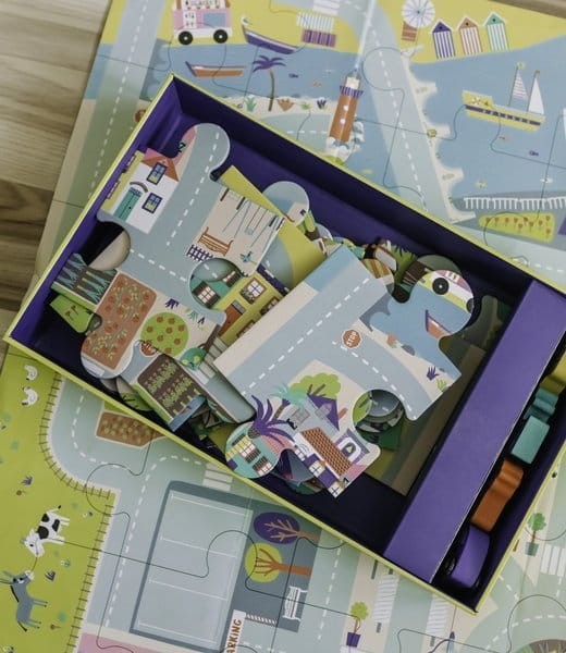 Puzzle duże miasto z drewnianymi autkami 3+ / Auzou