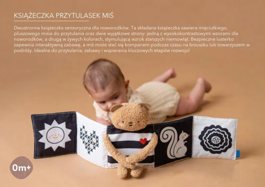 Dwustronna książeczka sensoryczna - przytulny miś / Taf Toys