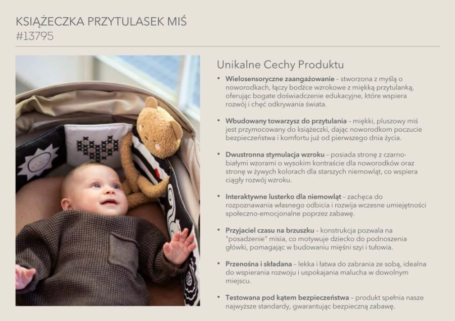 Dwustronna książeczka sensoryczna - przytulny miś / Taf Toys