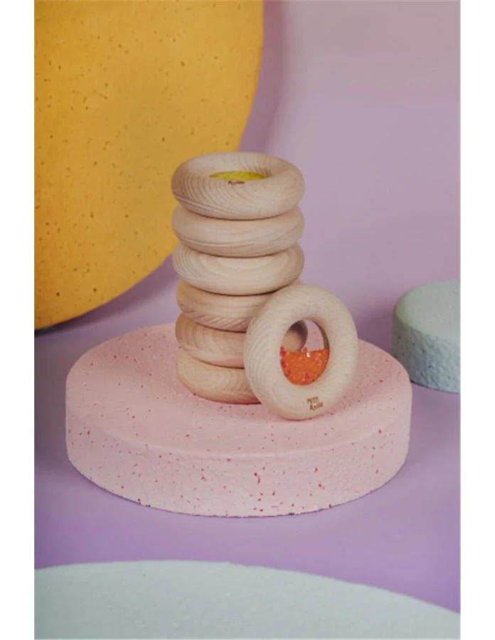Drewniana zabawka sensoryczna Donut Calm - zielony / Petit Boum