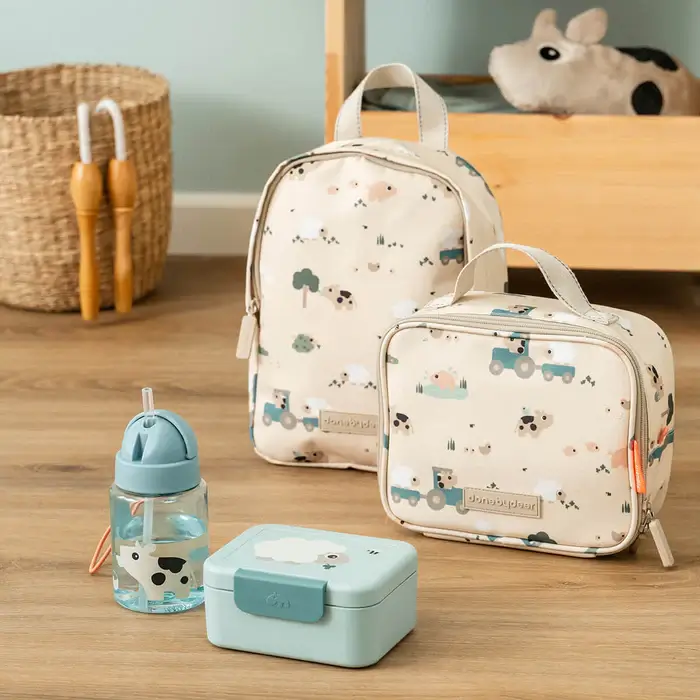 Lunchbox z widelczykami Tiny Farm Blue / Done by Deer