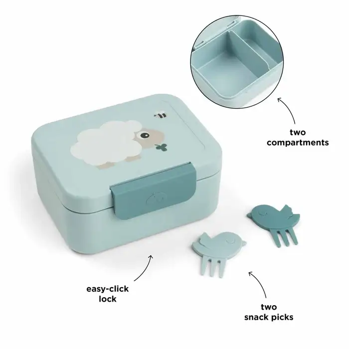 Lunchbox z widelczykami Tiny Farm Blue / Done by Deer