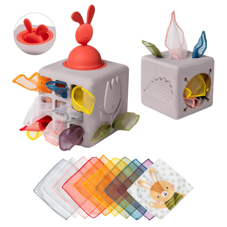 Interaktywna kostka z wyskakującymi chusteczkami / Taf Toys