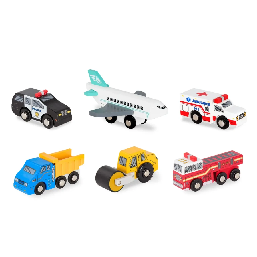 Drewniane pojazdy Wooden Vehicles, zestaw z samolotem / Battat