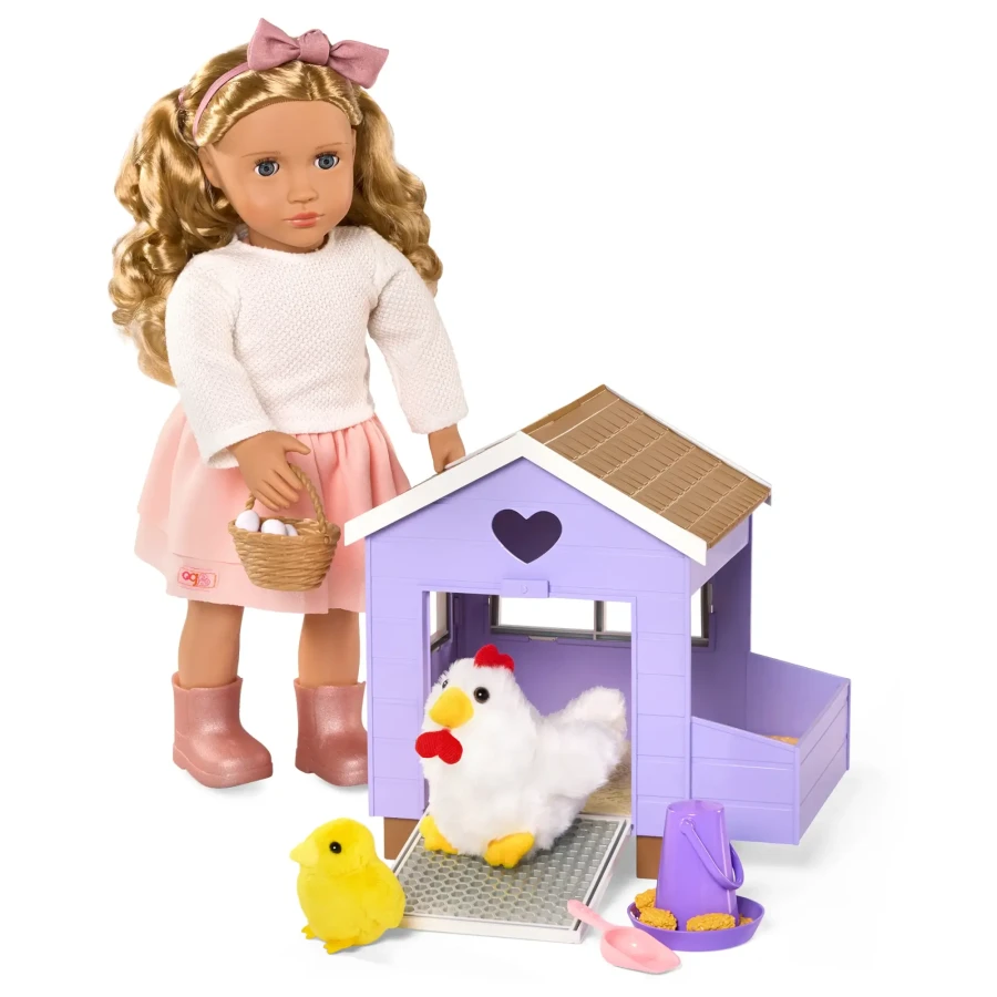 Kurnik z kurą znoszącą jajka, kurczątkiem i akcesoriami - Chicken Coop / OurGeneration