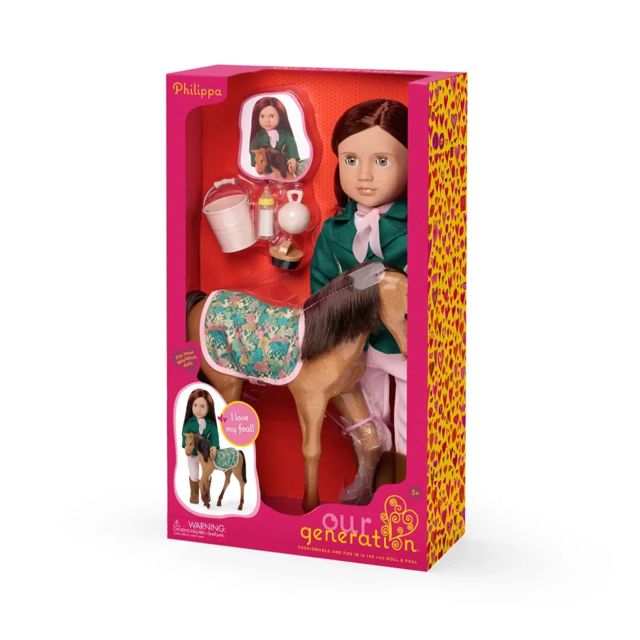 Lalka PHILIPPA 46cm - dżokejka ze źrebakiem i akcesoriami / OurGeneration