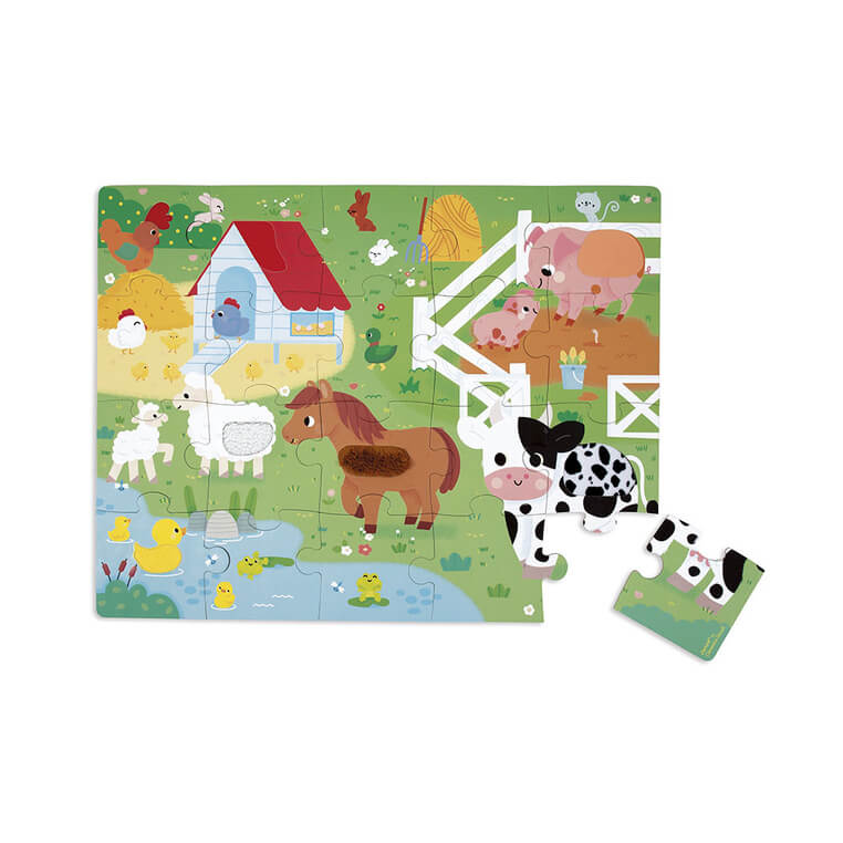 Puzzle sensoryczne Farma 20 el. 2+ / Janod