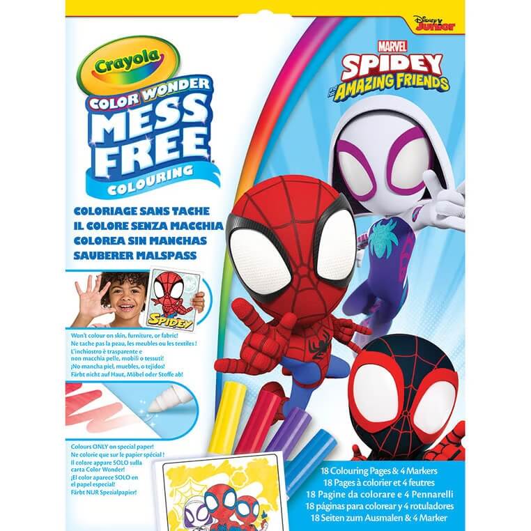 Kolorowanka dla dzieci i 4 niebrudzące magiczne flamastry Color Wonder Mess Free Spidey i super-kumple 3+ / Crayola