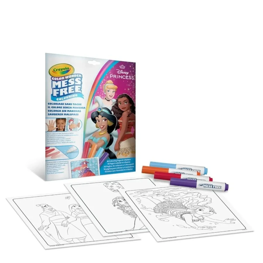 Kolorowanka dla dzieci i 4 niebrudzące magiczne flamastry Color Wonder Mess Free Księżniczki Disneya 3+ / Crayola