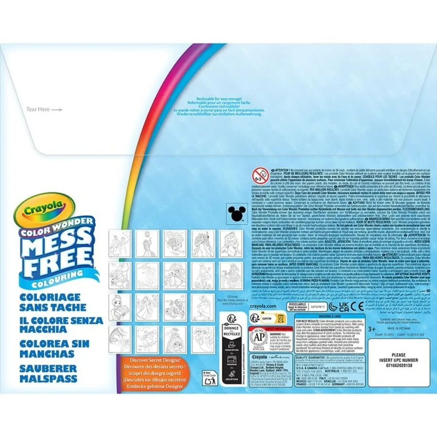 Kolorowanka dla dzieci i 4 niebrudzące magiczne flamastry Color Wonder Mess Free Księżniczki Disneya 3+ / Crayola