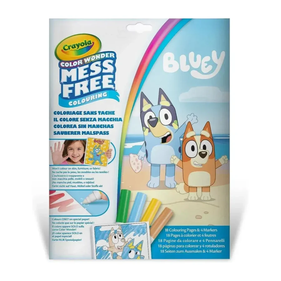 Kolorowanka dla dzieci i 4 niebrudzące magiczne flamastry Color Wonder Mess Free Bluey 3+ / Crayola