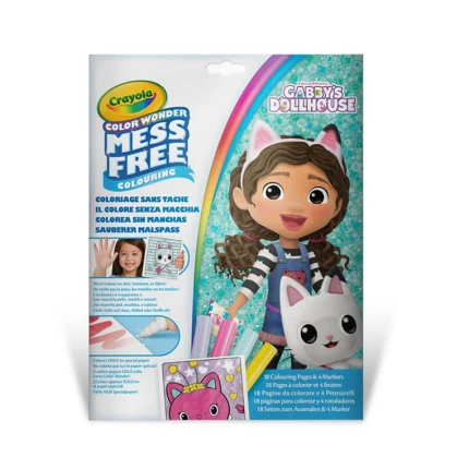 Kolorowanka dla dzieci i 4 niebrudzące magiczne flamastry Color Wonder Mess Free Koci Domek Gabi 3+ / Crayola